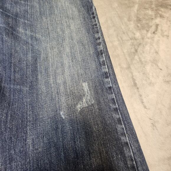 Old Navy Loose Jeans Mens 37x33 Blue Denim Straight Leg Distressed Faded Washed - Picture 5 of 10